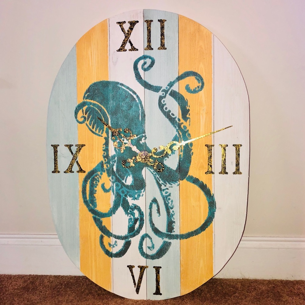 Handmade Wall Clock Octopus 30 inches in height